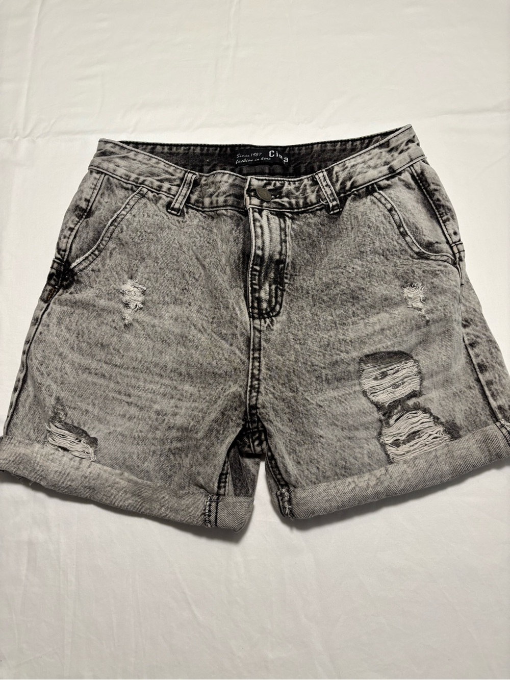 Gray Distressed Women's Jean Shorts